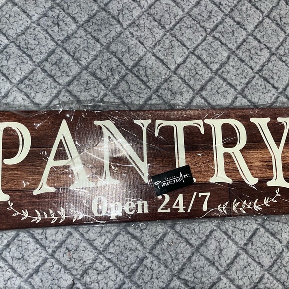 Pantry Open 24/7 Wall Décor Sign Brown Canvas Rustic Style 6 By 17” Kitchen - Picture 2 of 4